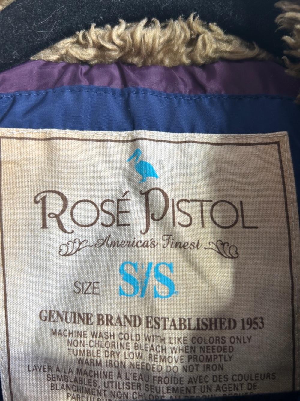 Navy Quilted Hooded Vest with Faux Fur Trim hood - Picture 2 of 5